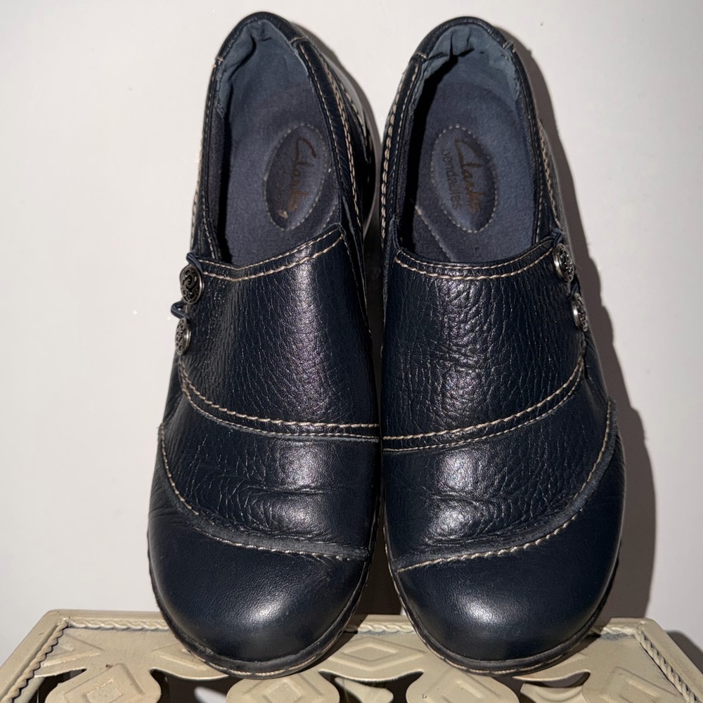 Clarks Ashland Alpine Bendable Loafers size 6.5 Navy blue